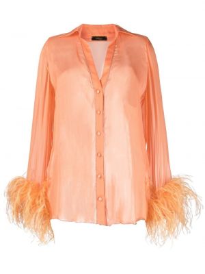 Svilena srajca s perjem Oseree oranžna