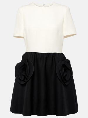 Платье мини с аппликацией из крепа Valentino белое