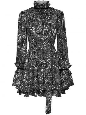 Sukienka mini z nadrukiem z falbankami z wzorem paisley Philipp Plein
