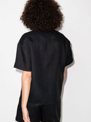 Lněná košile s knoflíky Asceno černá