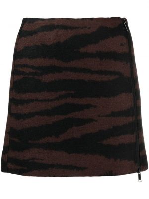 Φούστα mini ζακάρ με ρίγες τίγρη Ganni
