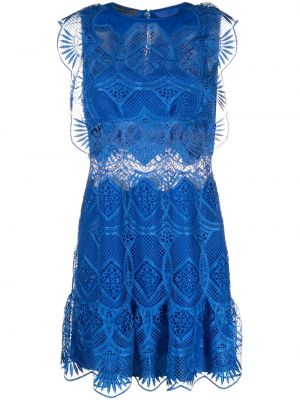Коктейлна рокля на цветя Alberta Ferretti синьо