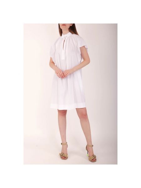 Sukienka mini bawełniana z falbankami Max Mara Studio biała