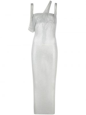 Κοκτέιλ φόρεμα με διαφανεια με πετραδάκια The Attico γκρι
