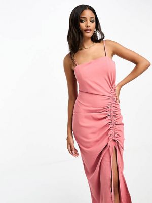 Платье с разрезом In The Style розовый