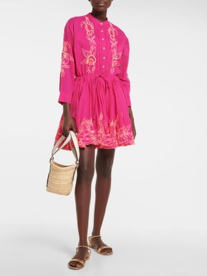 Bavlněné šaty s výšivkou Juliet Dunn růžové