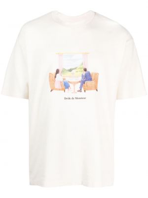 T-shirt con stampa Drôle De Monsieur beige