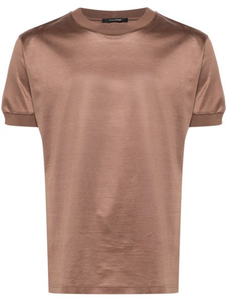 Bavlnené tričko s okrúhlym výstrihom Tagliatore hnedá