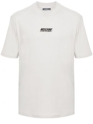 Kokvilnas t-krekls ar apdruku Moschino pelēks