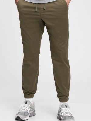 Приталенные брюки Gap зеленые