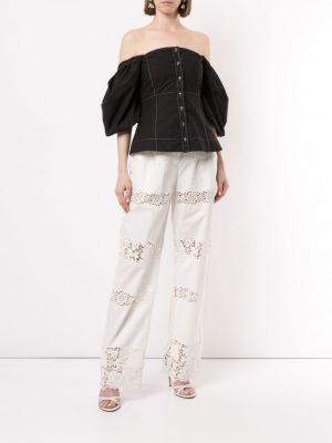 Rovné kalhoty s výšivkou Dolce & Gabbana bílé