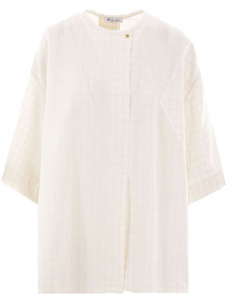 Kockovaná bavlnená košeľa Loro Piana béžová