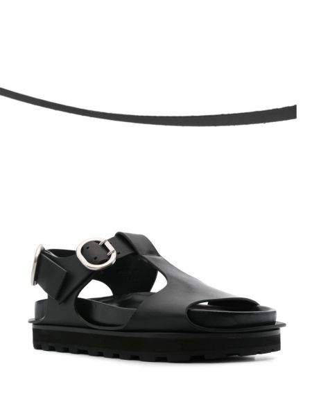 Chunky kožené sandály Jil Sander černé