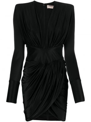 Коктейлна рокля с v-образно деколте от джърси Alexandre Vauthier черно