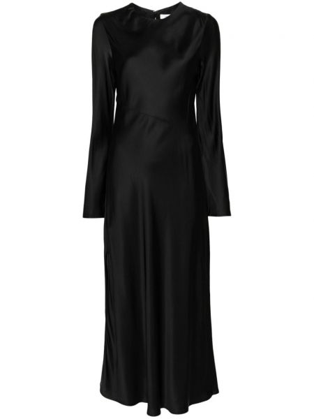 Saténové dlouhé šaty Samsøe Samsøe černé