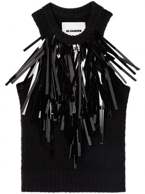 Černý pletený top s třásněmi Jil Sander