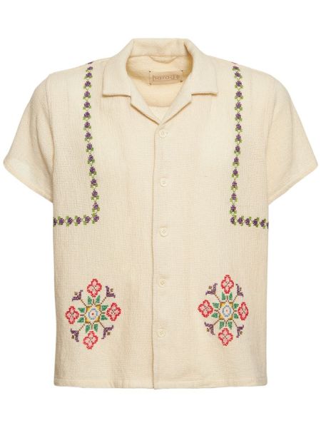 Памучна риза бродирана Harago бяло