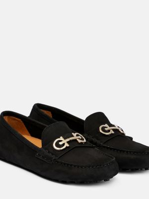 Semišové loafersy Ferragamo čierna