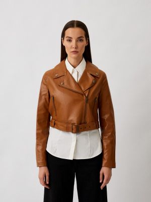 Кожаная куртка Twinset Milano коричневая