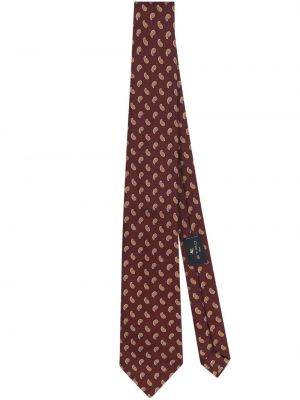 Hodvábna kravata s potlačou s paisley vzorom Etro červená