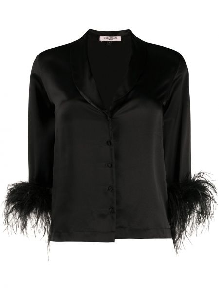 Czarna kurtka z perełkami w piórka Gilda & Pearl