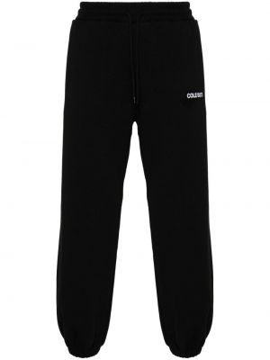 Spodnie sportowe bawełniane z nadrukiem Cole Buxton czarne