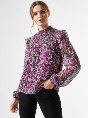 Bluză cu guler cu model floral Dorothy Perkins violet