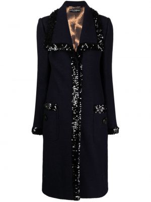 Vlnený flitrovaný kabát Dolce & Gabbana
