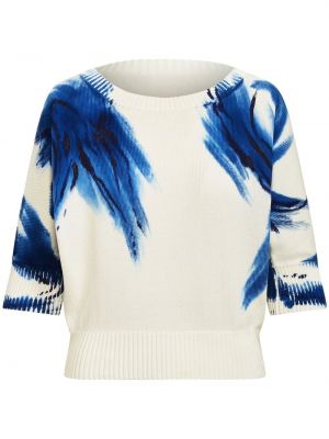 Haut en tricot à imprimé à motifs abstraits Ralph Lauren Collection blanc