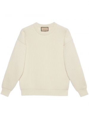 Pull en cachemire col rond Gucci blanc