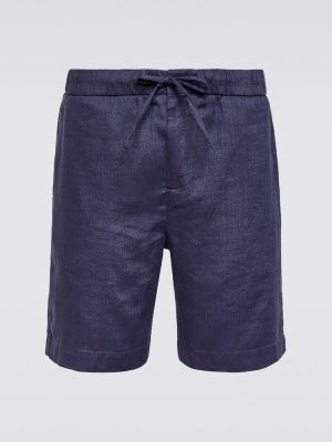 Pantalones cortos de lino de algodón Frescobol Carioca azul