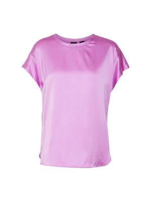 Jedwabna koszulka z długim rękawem Pinko różowa