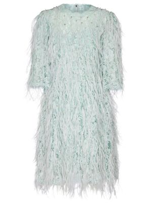 Mini vestido con plumas de encaje de plumas Dolce&gabbana azul