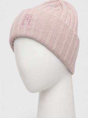 Шерстяная шапка Tommy Hilfiger розовая