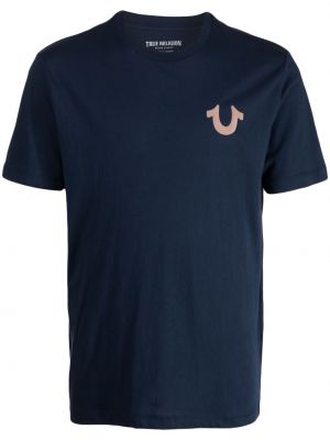Bavlněné tričko s potiskem True Religion modré