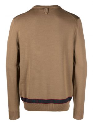 Jedwabny haftowany sweter wełniany Billionaire brązowy
