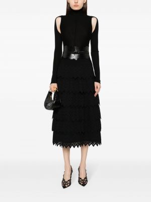 Midi sukně s výšivkou Alaïa Pre-owned černé