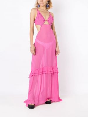 Průsvitné dlouhé šaty Amir Slama růžové