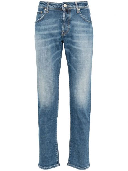 Slim fit obnosené priliehavé strečové džínsy Incotex modrá