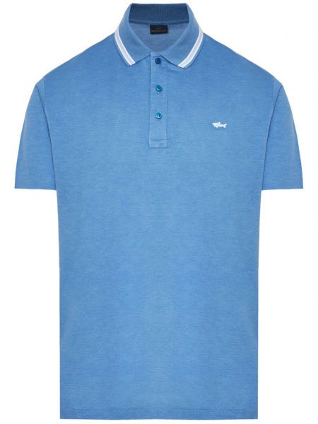 Polo en coton avec applique Paul & Shark bleu