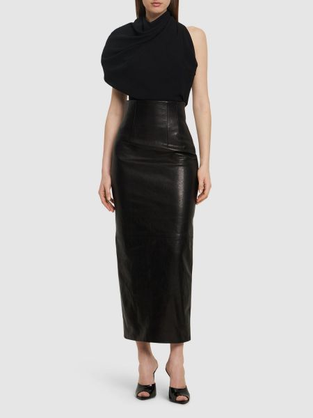 Kožená sukňa Khaite čierna