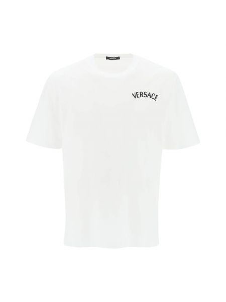Haftowana koszulka z nadrukiem Versace biała