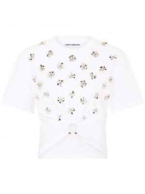 T-shirt a fiori Rabanne bianco