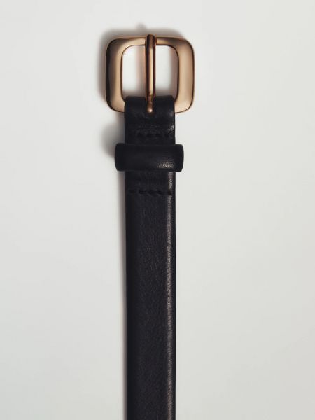Кожаный ремень с пряжкой Massimo Dutti черный