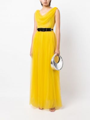 Sukienka wieczorowa drapowana Leo Lin żółta