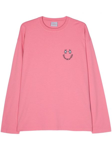 Памучна тениска бродирана Bluemarble розово