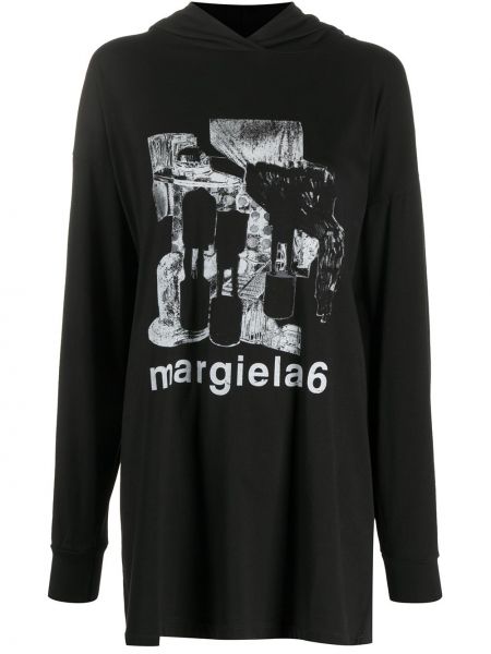 Sudadera con capucha con estampado con estampado abstracto Mm6 Maison Margiela negro
