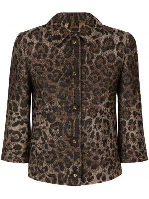 Žakárová bunda s leopardím vzorom Dolce & Gabbana hnedá