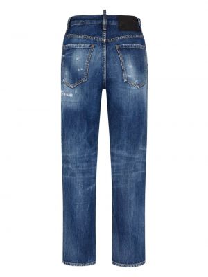 Straight fit džíny s dírami Dsquared2 modré