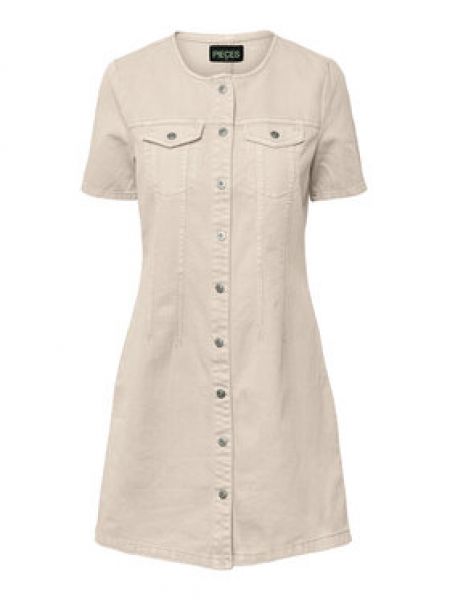 Rochie din denim Pieces - alb